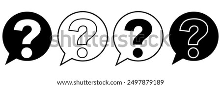 Collection of Question mark icons. Help sign speech bubble. Chat question icon. Question concept. Editable and isolated