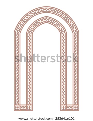 Islamic Door,window or arch for Ramadan. Horizental border vector illustration on transparent background.