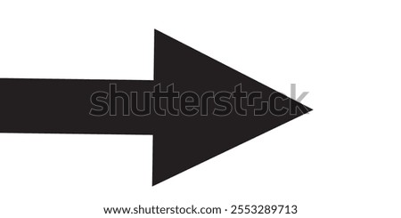 Long arrow. Black arrow pointing right. Black large arrow pointing right. Bold thine long arrow. Vector illustration.