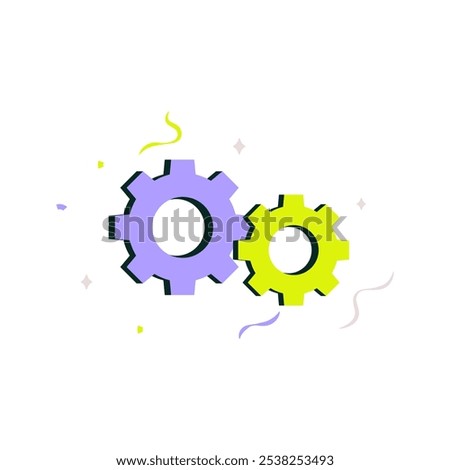 Settings Icon With Gear Wheels In Flat Vector Illustration Symbolizing Configuration, Preferences, And Customization, Isolated On White Background