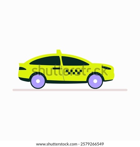 Yellow Taxi Car In Flat Vector Illustration Symbolizing Urban Transportation, City Mobility, And Ride Hailing Service, Isolated On White Background