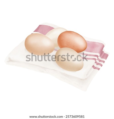 Similar – Image, Stock Photo Chicken eggs on napkin on wooden table