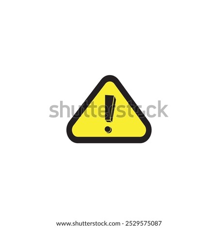 Exclamation mark icon vector. Yellow filled black line symbol