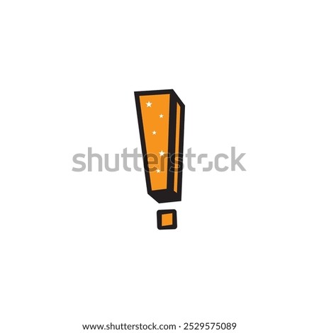 Exclamation mark icon vector. Yellow filled black line symbol