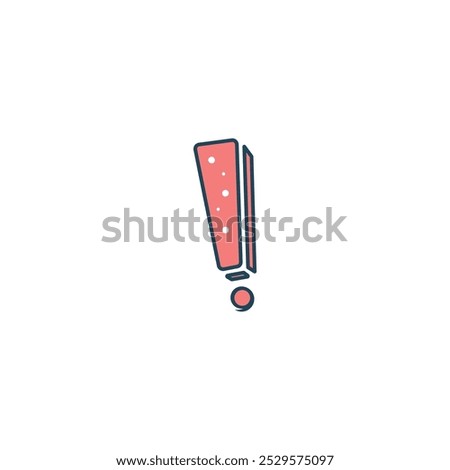 Exclamation mark icon vector. Yellow filled black line symbol