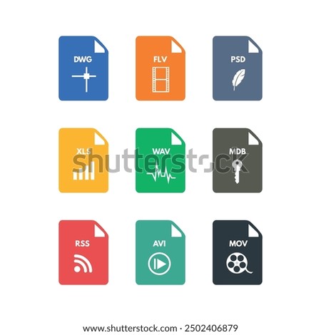 Set of file icons with a white background.