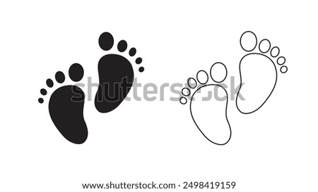 Baby footsteps icon. Footprint icon vector illustration design. Baby footsteps vector illustration set on white background. 