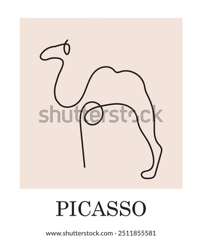 Le Chameneau illustration, Pablo Picasso. Illustrate Picasso's paintings with sketch lines. printing, graphics. Modern aesthetics. Application of vector illustration, wall art, home decor art