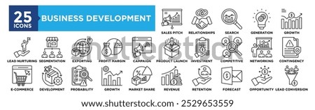 Business Development icon collection set. Containing design business, development, strategy, team, management, success