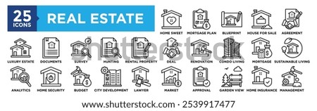 Real Estate icon collection set. Containing design investment, business, mortgage, home, finance, estate, property
