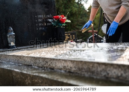 Image, Stock Photo unrecognizable woman washing hands on a sink with soap. Coronavirus covid-19 concept