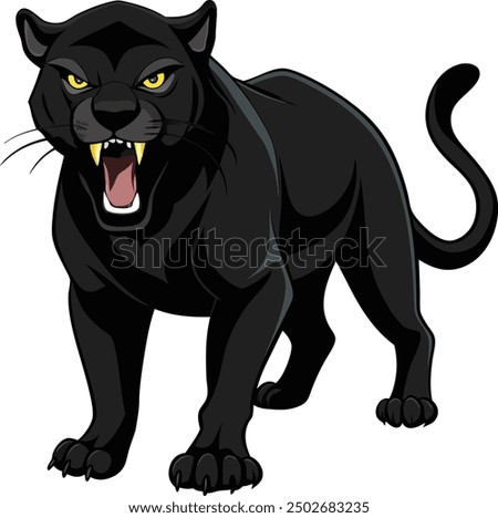 Black panther walking in vector illustration