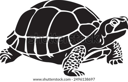 Box Turtle silhouette vector illustration with a detailed shell and hinged plastron. Ideal for nature-themed designs, logos, and educational materials.