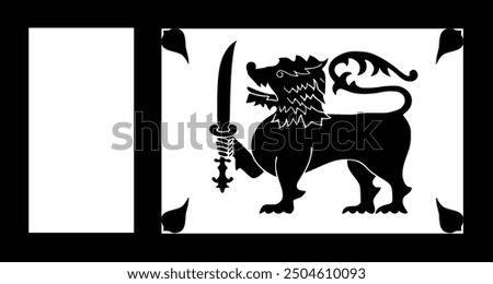 Sri Lanka flag Black and white color vector design and illustration , National and monochromatic flag of Sri Lanka 