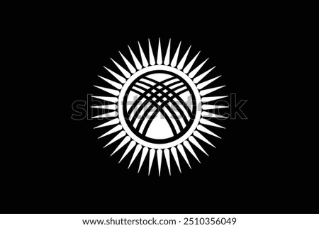 Black and White flag of Kyrgyzstan vector design and illustration