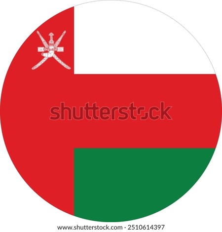 Circular flag Oman vector design and illustration ,national flag of Oman