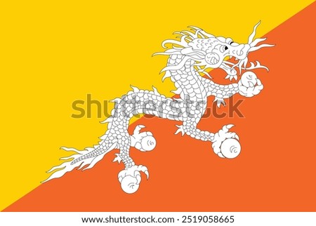 Bhutan flag vector design and digital illustration , National flag of Bhutan flag