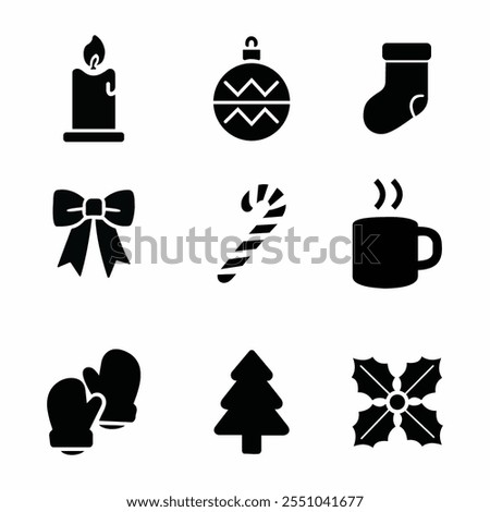 Black christmas all Icon Set