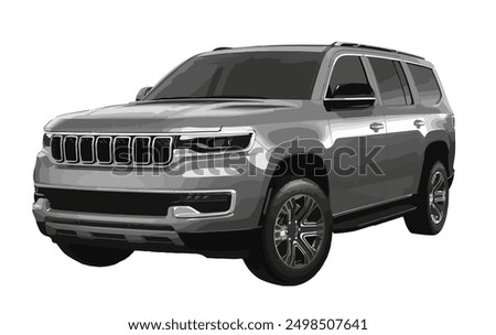 grey silver car art 3d 4x4 vector suv mpv template element sign symbol logo isolated vector graphic design illustration grand
