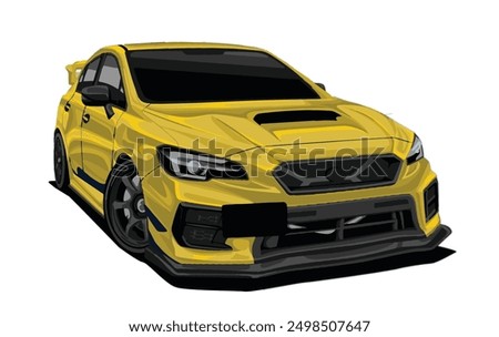 sedan car sport modify style electric 3d art modern concept design vector isolated model template white background yellow
