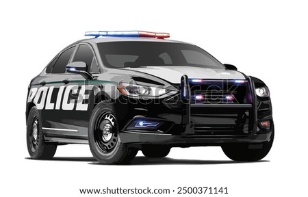 police cop duty driving black white icon logo sign car art design vector template 3d realistic