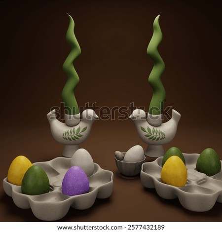 Similar – Image, Stock Photo Tray with colored easter eggs