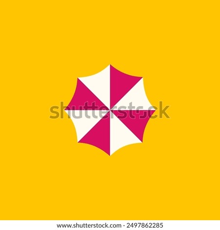 Umbrella on isolated yellow background. Umbrella icon. Flat outline vector icon. Vector illustration. Illustration for print. Summer icon