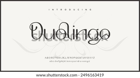 Duolingo Modern abstract digital tech font. Logo creative font, type, technology, movie, digital, music, movie. Fonts and illustration in vector format.