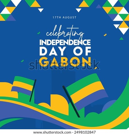 Gabon Independence Day.17th August Gabon Independence day celebration banner with abstract elements and shapes