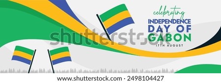 Gabon Independence Day background, cover banner, social media post. abstract art elements with Gabon flag colors