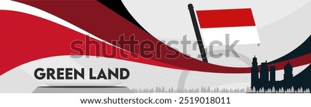 Greenland national day banner design. Greenlandic flag theme web background. Abstract celebration, Inuit Greenlander flag geometric abstract vector illustration.