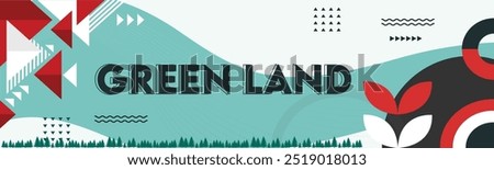 Greenland national day banner design. Greenlandic flag theme web background. Abstract celebration, Inuit Greenlander flag geometric abstract vector illustration.