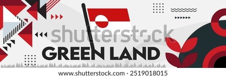 Greenland national day banner design. Greenlandic flag theme web background. Abstract celebration, Inuit Greenlander flag geometric abstract vector illustration.