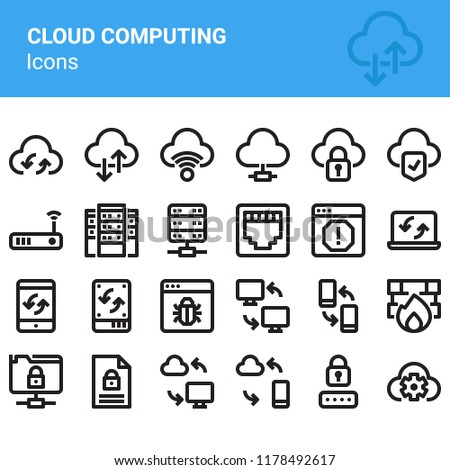 simple line cloud computing icon