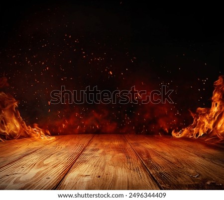 Image, Stock Photo campfire on dark background. Winter.