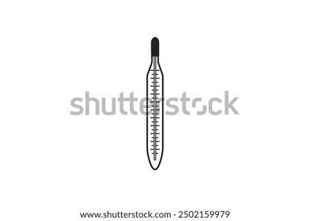 This vector illustration depicts a digital thermometer with a simple black and white design, featuring an LCD screen displaying a temperature reading of 98.6°F.