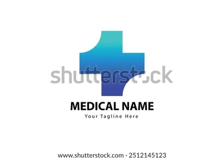 Medical logo vector with a gradient blue cross symbol, showcasing a modern and minimalistic design. Ideal for healthcare, hospitals, clinics, and medical branding purposes.