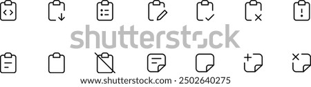 Form fillup, input, Paper documents icons. Line symbol. File icon. Folded written paper. Line icon - stock vector. For the use of UI and mobile app, web site interface.