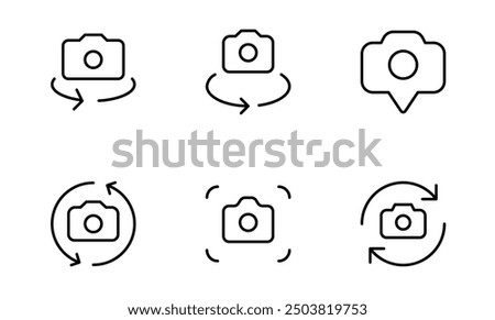 Front camera switch from front to back camera outline flat icon for apps icon vector on white background. camera related icons set. Editable Stroke. Line, Solid, Flat Line, Vector