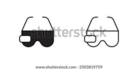 Google glass icon, smart glasses with camera and screen icon outline flat icon Suitable for website design, logo, app, template, and ui ux. vector on white background