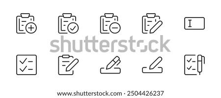 Form fillup, input, Paper documents icons. checklist, File icon. Folded written paper. Line icon - stock vector. For the use of UI and mobile app, web site interface, ux