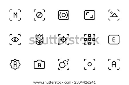 camera function icon, camera focus mode icon, Editable Stroke. Suitable for Web Page, Mobile App, Ui ux, vector