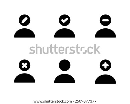 User icon, interface icons as add, remove, edit, employees user line icons. User, plus and minus user icon. Avatar human illustration symbol. Sign person vector