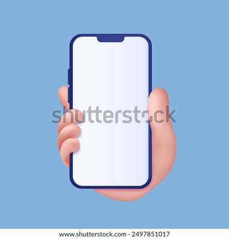 hand holding mobile phone for with white screen background