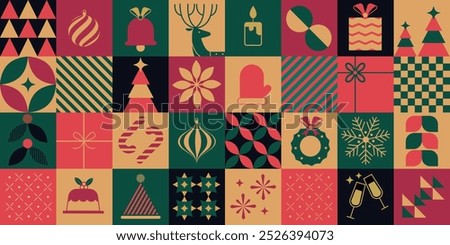 Vector Christmas and new year minimal elegant pattern and background design, icon and symbol x mas