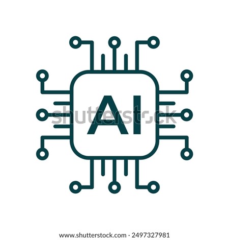 Artificial Intelligence Ai Chip Logo Icon Vector Logo Icon Sign For Graphic Design, Logo, Website, Mobile App, UI. Processor Circuit Ai Line Icon Technology Symbol