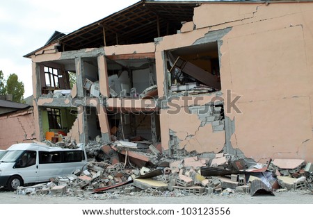 ERCIS, TURKEY-OCTOBER 30: Earthquake damage in Ercis, Van, Turkey. The building was broken in Ercis. October 30, 2011.