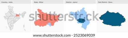 Sono map, Jamui District, Bihar State, Republic of India, Government of Bihar, Indian territory, Eastern India, politics, village, tourism