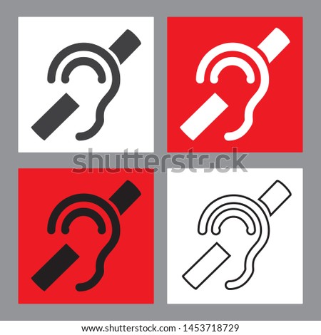 Set of icons for hearing impaired people, ear icon