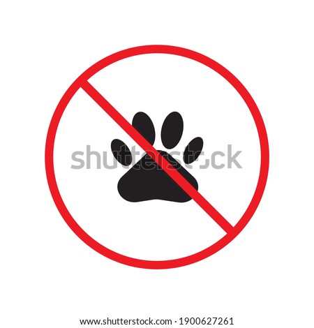 No entry with animals icon, flat design illustration